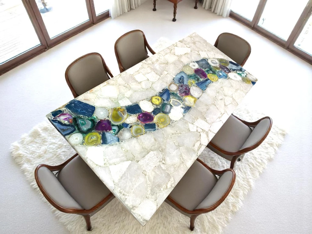 Natural Radiance: Agate Geode Tabletop for Stylish Interiors